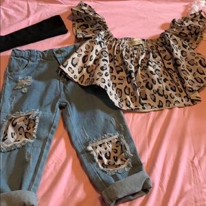 Super Cute leopard 3T outfit with head wrap!
